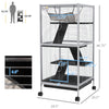 Metal Small Animal Cage Rolling Big Ferret Cage, Chinchilla Cage, Sugar Glider Cage, with Hammock & 4 Tiers, Removable Tray, White