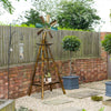 Windmill Weather Vane Wind Vane with Bottom Shelf, Steel Windmill Head, Stained Wood