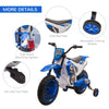 12V Kids Electric Motorbike Motorcycle Bike, Battery-Powered Ride-On Toy with Charging Battery & Training Wheels for Toddler Boys Girls, Blue