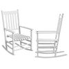 2 PCs Wooden Rocking Chair Set, Outdoor Rocker Chairs with Curved Armrests & High Back, for Garden, Balcony, Supports Up to 352 lbs, White