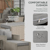 5-Piece PE Rattan Patio Chair Set, Outdoor Conversation Set with Wood Grain Plastic Top Coffee Table, Two Pillows, Gray