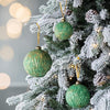 Antique Glass Christmas Ornaments, Set of 4 Decorative Hanging Balls for Holiday Décor, Green