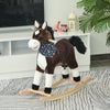 Kids Plush Ride-On Rocking Horse, Wooden Cowboy Rocker Toy with Fun Realistic Sounds for Child Toddler 3-6 Years Old, Boys Girls Gift, Brown