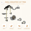 Cat Climbing Wall with Hammock, Perches, Ladder, Scratching Posts, Cat Shelves for Indoor Cats, Gray