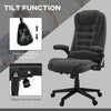 6 Point Vibrating Heated Massage Office Chair, Linen High Back Office Desk Chair, Reclining Backrest, Padded Armrests & Remote, Black