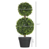 2 Pcs 23.5" Artificial Boxwood Ball Topiary Tree Set of 2 Fake Plants in Pot with Double Ball-Shaped Leaves Green