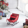 Iron Santa Sleigh Tabletop Decor, Distressed Look for Christmas Gift Basket Display, Red + Black