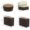 8 Piece Patio Furniture Set with 4 Rattan Sofa Chairs & 4 Tables with Storage & Umbrella Hole, Mixed Brown