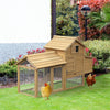 59" Small Wooden Chicken Coop, Hen House Poultry Cage for Outdoor Backyard with 2 Doors, Nesting Box & Removable Tray, Natural Wood