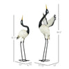 Set of 2 Garden Sculptures, Heron Garden Statues for Lawn, Patio, Backyard Decoration, 35.5" & 40.5", White & Black