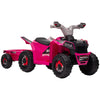 6V Children Battery Operated Car with Back Trailer, Forward Backward, Wear-Resistant Wheels for Ages 18-36 Months, Pink