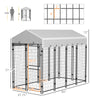 7.8' x 6' Outside Dog Kennel with Waterproof Canopy, Two Parts Design Door for Large Door, Silver