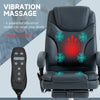 6 Point Vibration Massage Office Chair, PU Leather Heated Reclining Computer Chair with Footrest, Gray