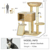 Cat Tree for Indoor Cats w/ Scratching Posts, Condo Cat Tower, Beige