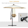 10FT Cantilever Umbrella, Offset Patio Umbrella with Crank and Cross Base for Deck, Backyard, Pool and Garden, Hanging Umbrellas, Tan