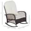 Outdoor Wicker Rocking Chair with Widen Seat, Thickened Cushion, Rattan Rocker with Steel Frame, High Weight Capacity for Patio, Cream White