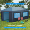 10' x 19.5' Pop Up Canopy Tent Height Adjustable Event Shelter w/ Sidewalls, Leg Weight Bags, Wheeled Carry Bag, Blue