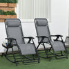 2 Pcs Outdoor Rocking Chairs Foldable Zero Gravity Recliner Lounge Chair w/ Pillow Cup & Phone Holder, Gray