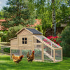 69" Wooden Chicken Coop, Poultry Cage Hen House with Connecting Ramp, Removable Tray, Ventilated Window & Nesting Box, Natural