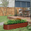 6.4 x 2 x 1.4ft Galvanized Raised Garden Bed Kit, Metal Planter Box with Safety Edging, Brown