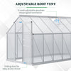 12' x 6' Aluminum Greenhouse, Polycarbonate Walk-in Garden Greenhouse Kit with Adjustable Roof Vent, Rain Gutter and Sliding Door, Silver