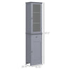 Tall Bathroom Cabinet, Narrow Storage Cabinet with Acrylic Door, Drawer and 3 Shelves, Gray