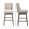 2 Piece Bar Height Chair Swivel Barstool with Integrated Footrest  Solid Wood Design and a 180 Degree Rotation Beige