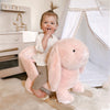 Rabbit Wooden Rocking Horse with Sound, Kids Ride-On Rocking Horse Toy with Soft Plush Fabric for Toddler Boys Girls, Pink