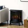 22" Free Standing Electric Fireplace with 3-Side Flame View, LED Flame, Adjustable Temperature & Overheat Protection, 1500W, Black