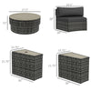 8 Piece Patio Furniture Set with 4 Rattan Sofa Chairs & 4 Tables with Storage & Umbrella Hole, Mixed Gray