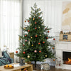 7.5' Artificial Wide Christmas Tree Holiday Décor, with Easy-to-Shape Branches, Auto Open, Steel Base, Green