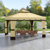 10' x 12' Double Roof Patio Gazebo Canopy, Outdoor Gazebo Shelter with Netting & Curtains, for Garden, Lawn and Deck