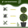 2 Pcs 23.5" Artificial Boxwood Ball Topiary Tree Set of 2 Fake Plants in Pot with Double Ball-Shaped Leaves Green