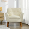 Traditional Accent Chair, Button Tufted Armchair with Wood Legs for Living Room, Bedroom, Beige