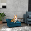 Dog Sofa, Elevated Pet Bed for Small and Medium Dogs, with Hidden Storage, Soft Tufted Cushion, Dark Blue