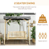 2-Person Outdoor Swing Porch Swing with Wooden Stand, Strong A-Frame Design, & Adjustable Water-Fighting Canopy, Gray