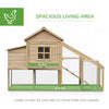 69" Wooden Chicken Coop, Poultry Cage Hen House with Connecting Ramp, Removable Tray, Ventilated Window & Nesting Box, Natural