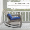 Adirondack Chair, Outdoor Wicker Rocking Chair with High Back, Seat Cushion and Pillow for Porch, Balcony, Dark Blue