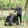 Large Dog Stroller Universal Wheel with Storage Basket Ventilated Foldable Oxford Fabric for Medium Size Dogs, Gray