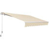 12' x 8' Patio Awning, Canopy Retractable Sun Shade Shelter w/ Manual Crank Handle for Deck, Yard, Cream White