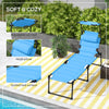 2 Folding Chaise Lounge Pool Chairs, Outdoor Sun Tanning Chairs w/ Sunroof, Headrests, 4-Position Reclining Back, Blue