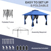 13' x 13' Pop Up Gazebo Instant Canopy Tent Shelter with 2-Tier Roof, Carry Bag, Wight Bags for Outdoor, Garden, Blue