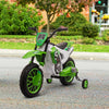 12V Kids Motorcycle Bike, Electric Battery-Powered Ride-On Toy, Off-road Street Bike with Charging Battery & Training Wheels, Green