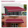 12' x 8' Patio Awning, Canopy Retractable Sun Shade Shelter w/ Manual Crank Handle for Deck, Yard, Red