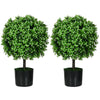 2 Pack Artificial Tree Boxwood Topiary with Fruits, 20.75", White