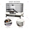 2-Tier Small Animal Cage, Rabbit Hutch with Wheels, Removable Tray, Platform and Ramp for Bunny, Chinchillas, Ferret, Hedgehog & Gerbils, Black