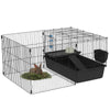 Small Animal Cage with Playpen, Pet Habitat Hutch Indoor for Guinea Pig, Bunnies with Water Bottle, Food Dish & Feeding Trough, 42" x 33" x 21"