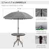 6 Piece Patio Dining Set for 4 with Umbrella, with 4 Folding Dining Chairs & Round Glass Table for Garden, Gray