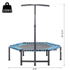 4.5ft Exercise Trampoline, Foldable Fitness Trampoline Rebounder with 3-Level Adjustable T-Bar, Great for Adults Kids Working Out, Blue