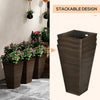 Set of 3 Tall Planters, 28" Outdoor Planter with Drainage Holes, Plastic Flower Pots for Outdoor, Indoor, Rust